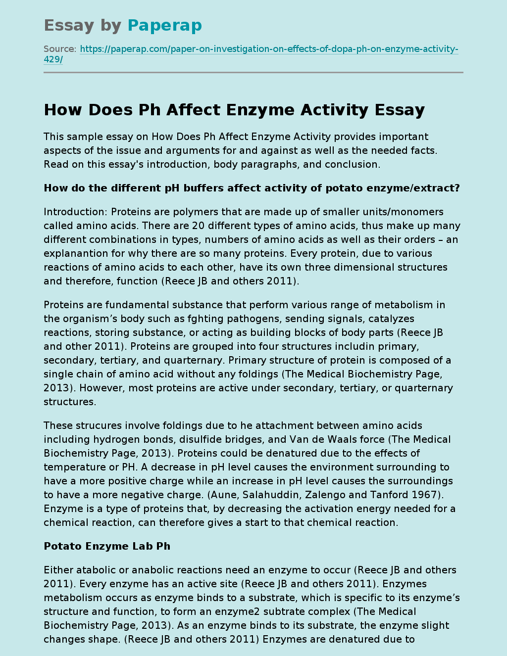 How Does Ph Affect Enzyme Activity