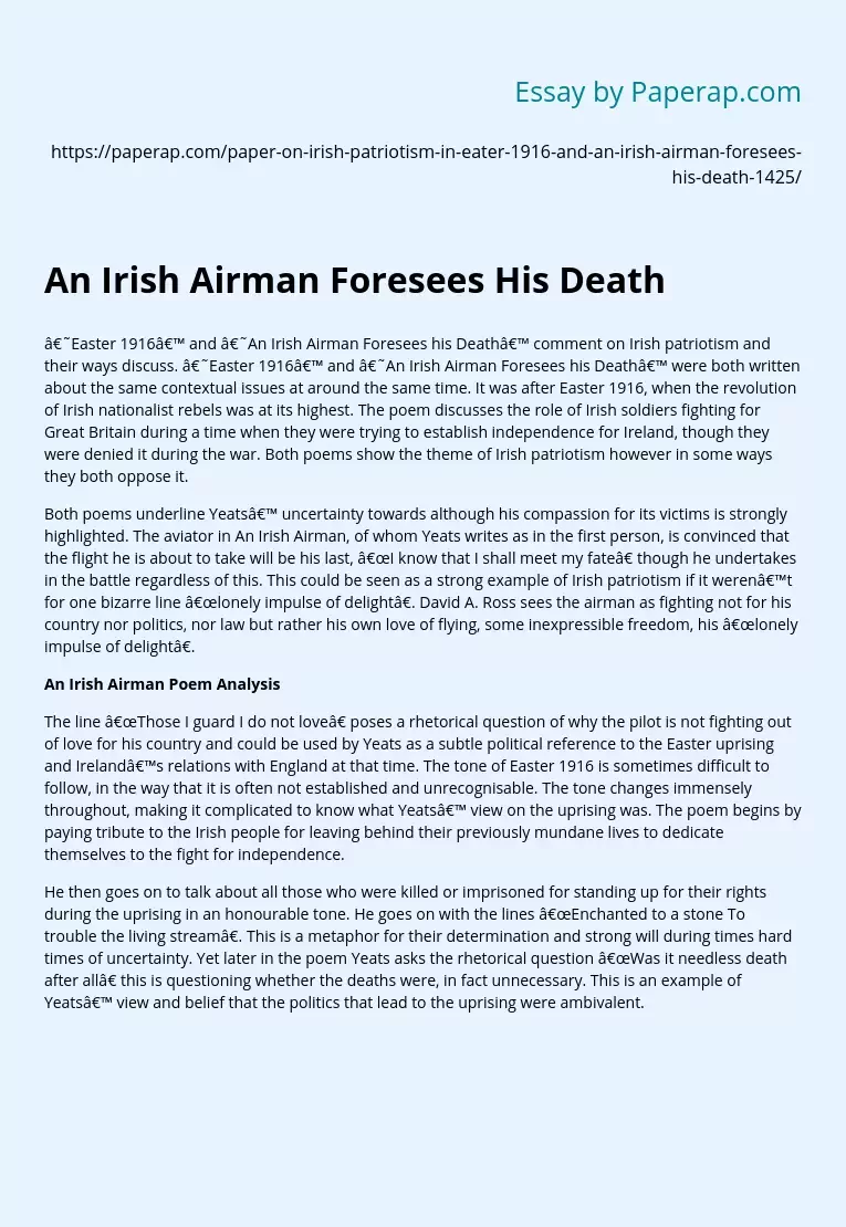 An Irish Airman Foresees His Death