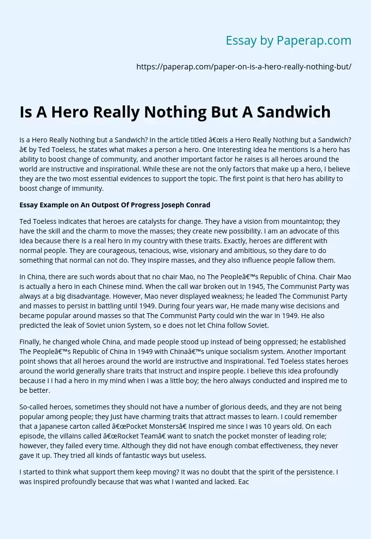 Is A Hero Really Nothing But A Sandwich