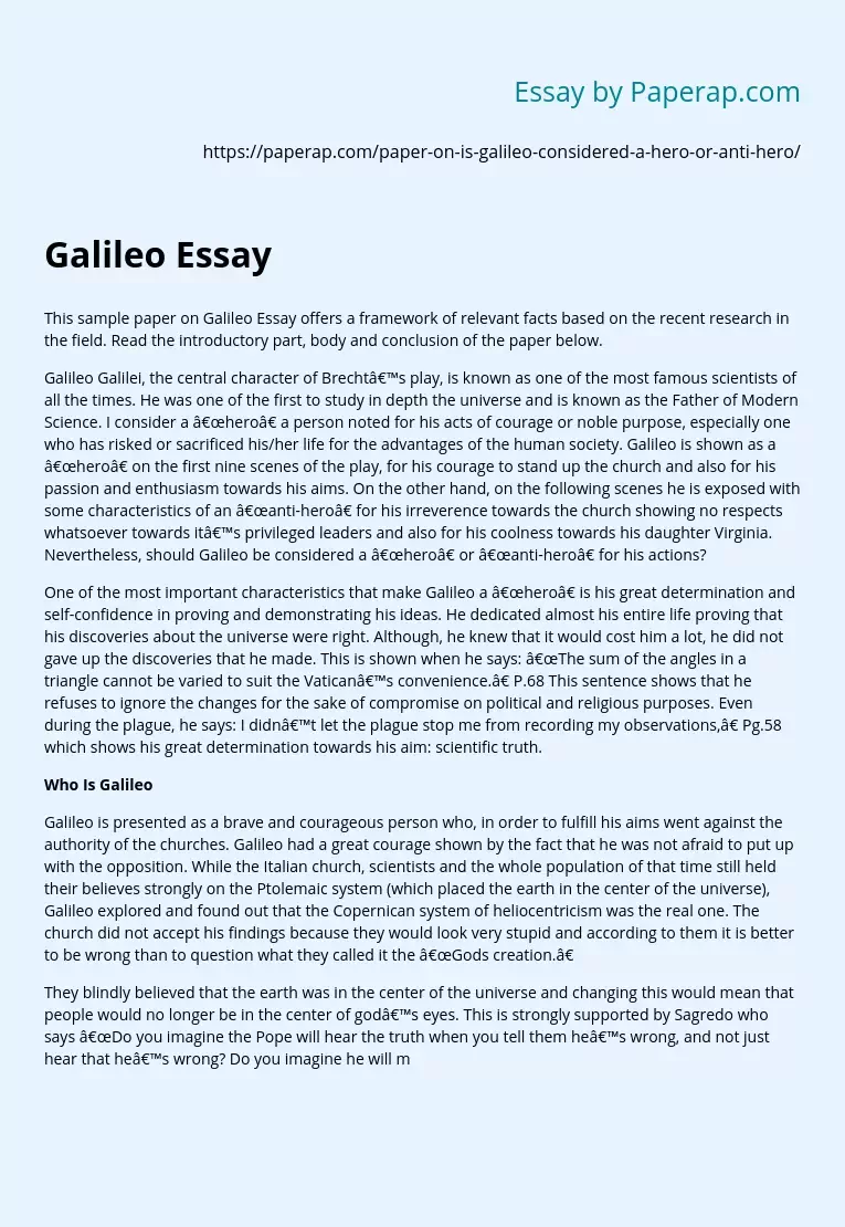 Реферат: The Science Of Galileo Essay Research Paper