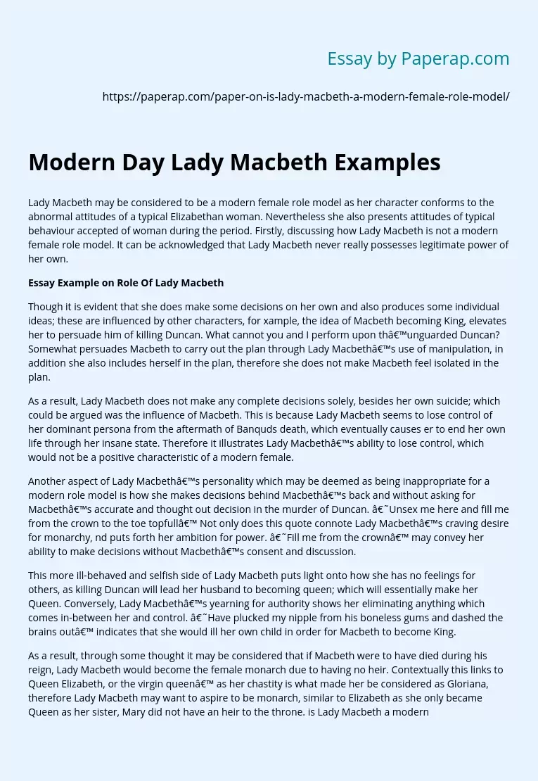 Modern Day Lady Macbeth Examples