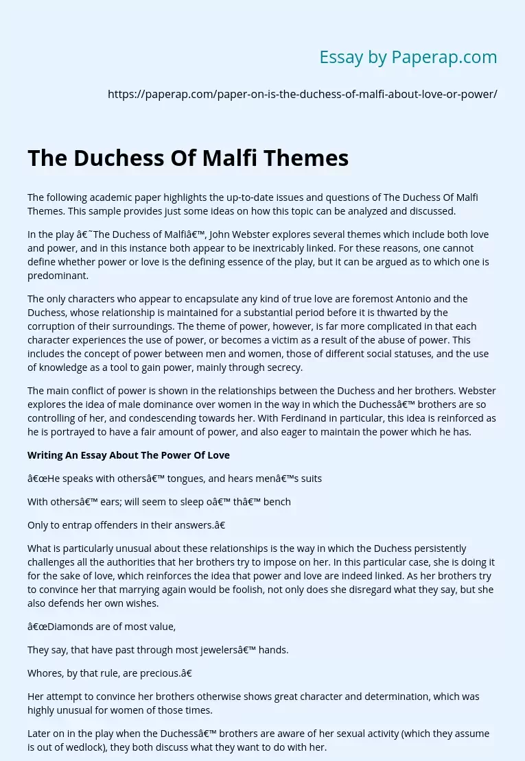 The Duchess Of Malfi Themes