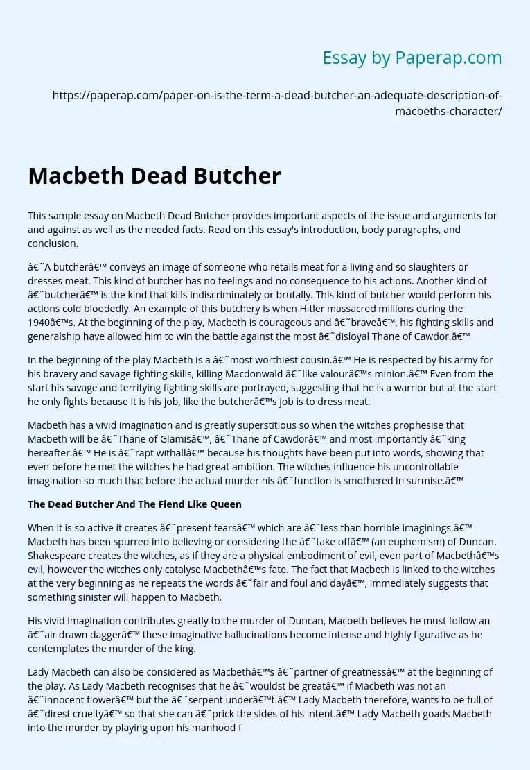 Macbeth Dead Butcher