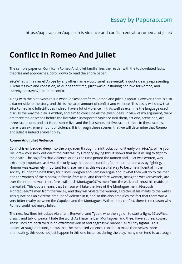 Conflict In Romeo And Juliet