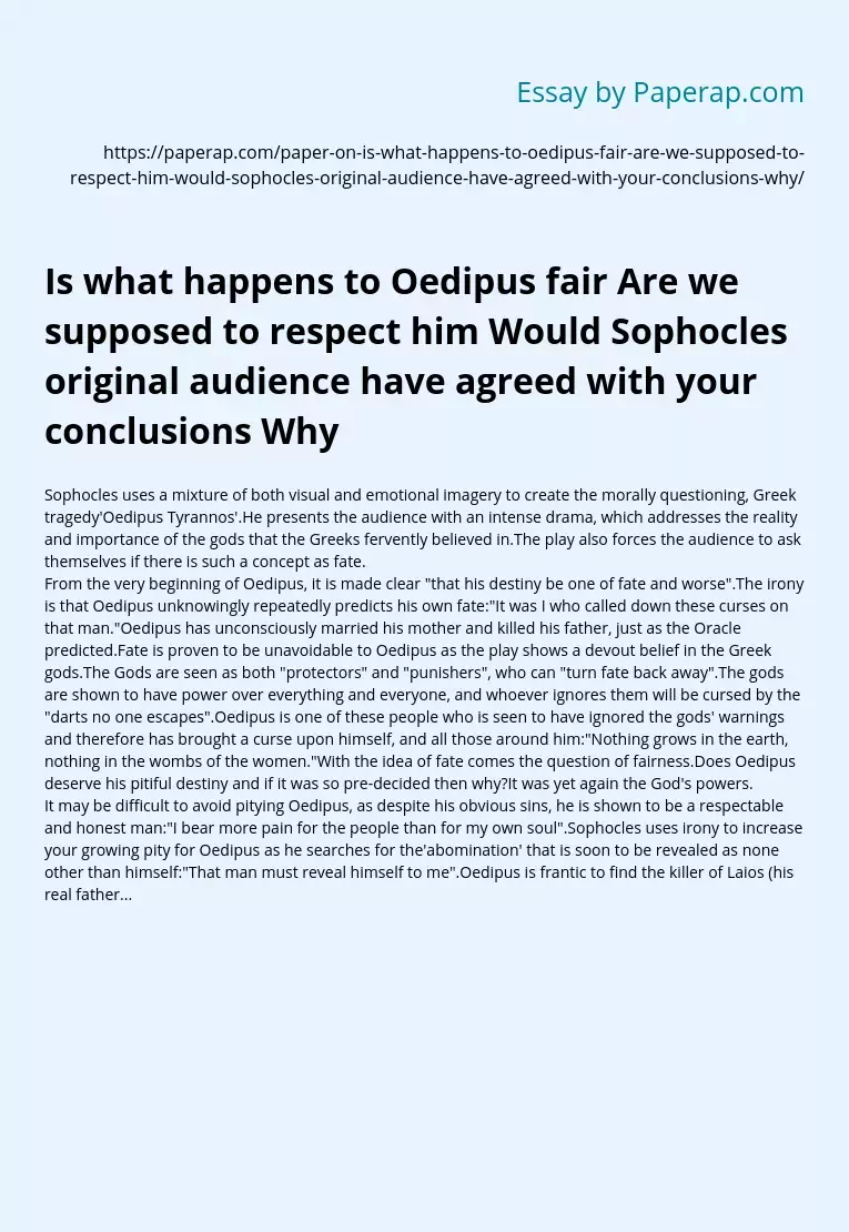 Modern vs Historical Views on Oedipus