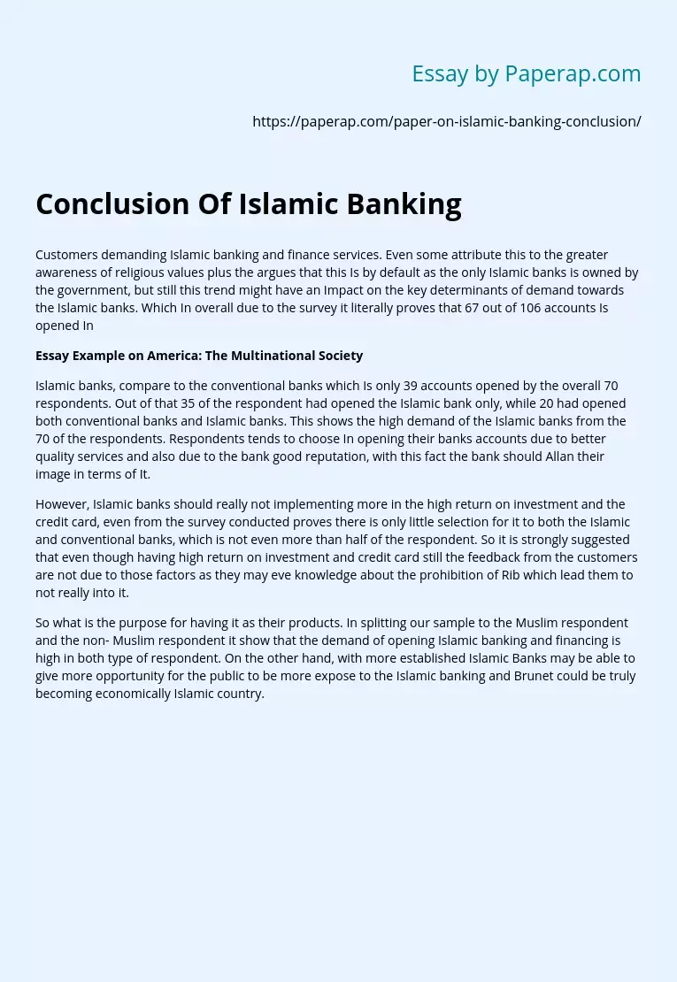 Conclusion Of Islamic Banking