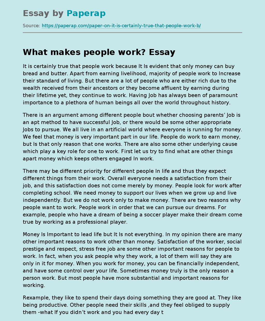 essay importance of work