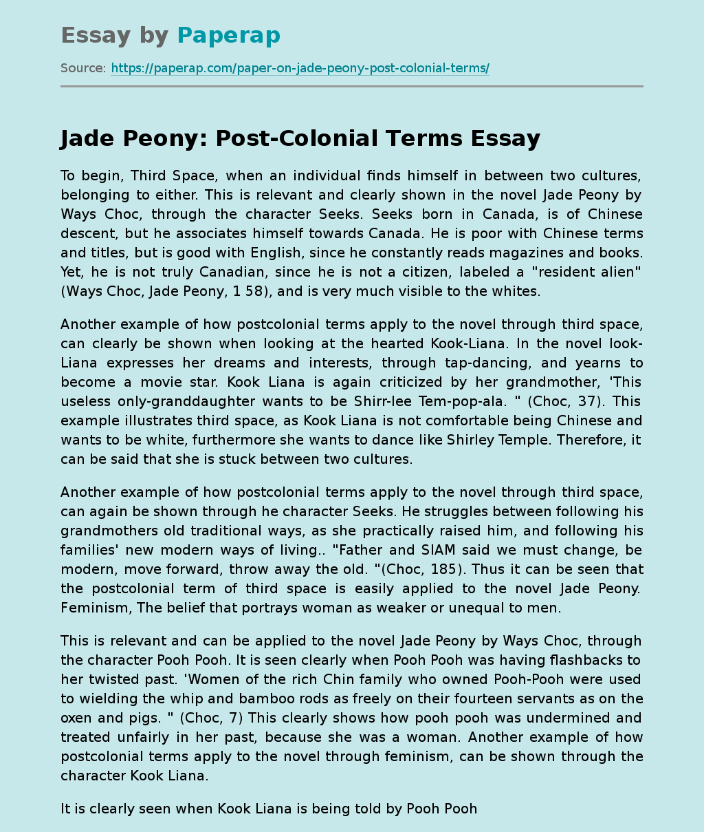 Use of Postcolonial Terms in the Literature