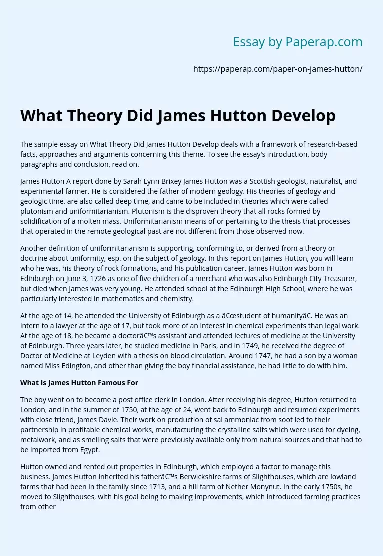 What Theory Did James Hutton Develop