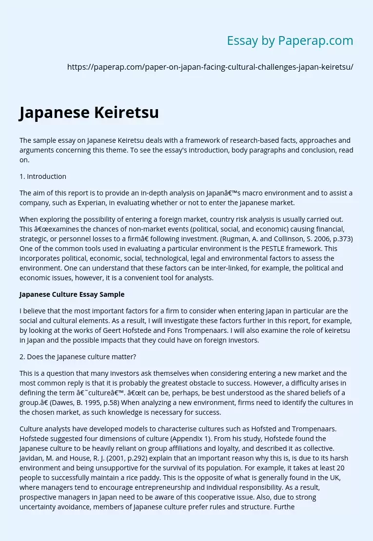 Indepth Analysis of the Japanese Macro Environment