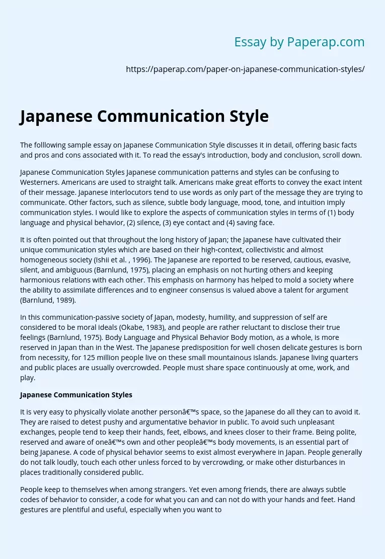 Japanese Communication Style