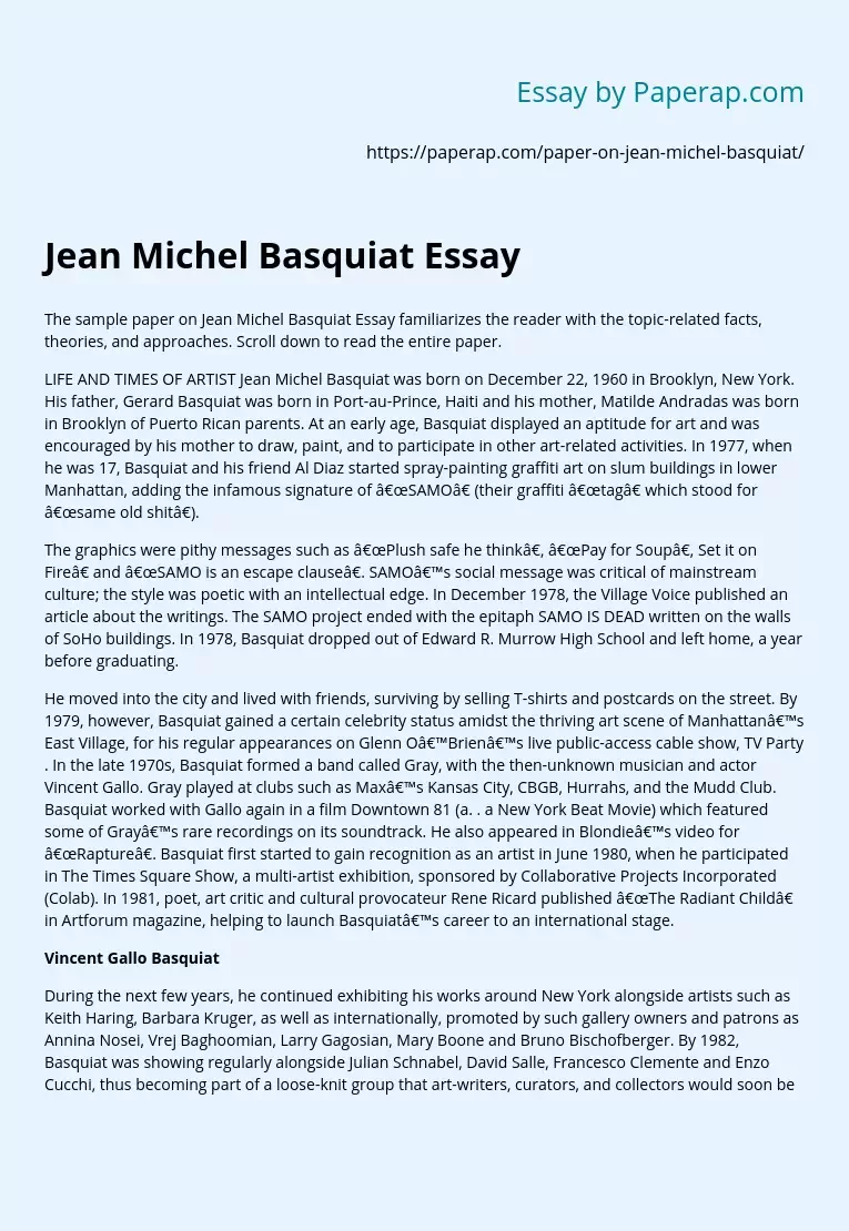 Jean Michel Basquiat Essay