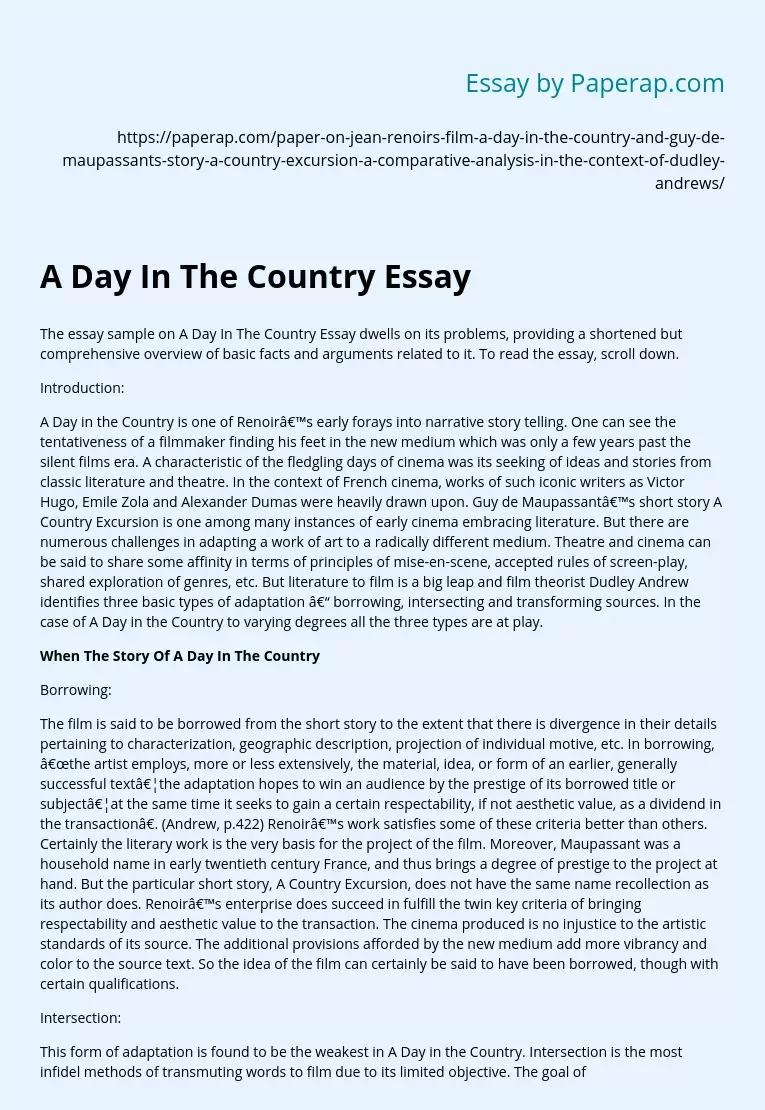 A Day In The Country Essay