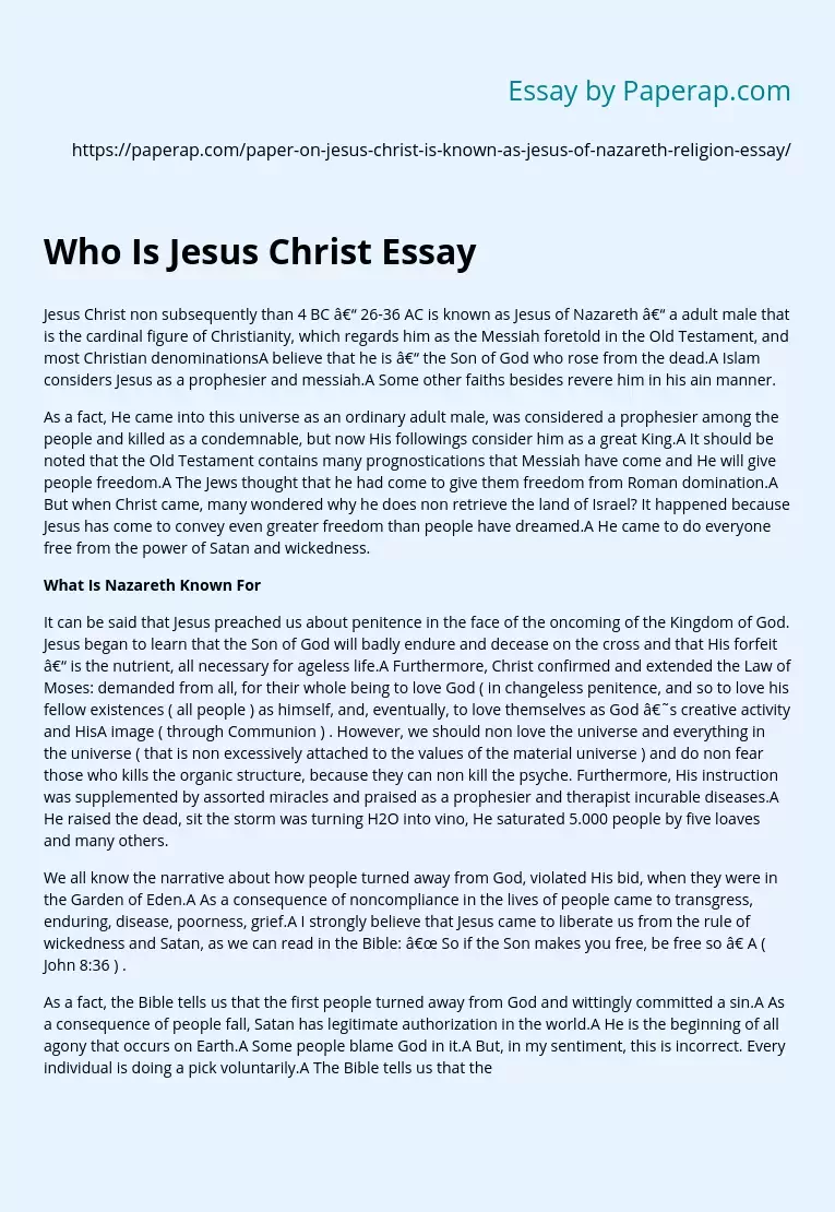 200 word essay about jesus christ