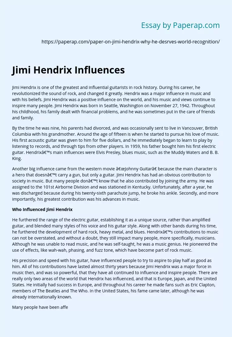 Jimi Hendrix Influences