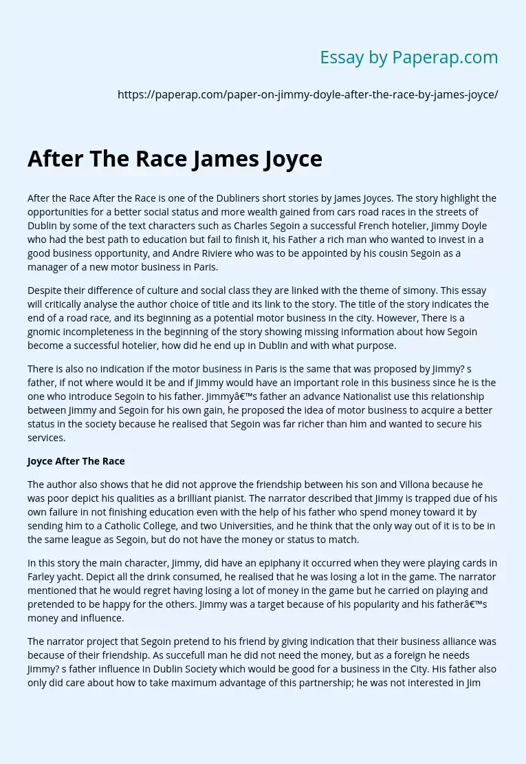 After The Race by James Joyce