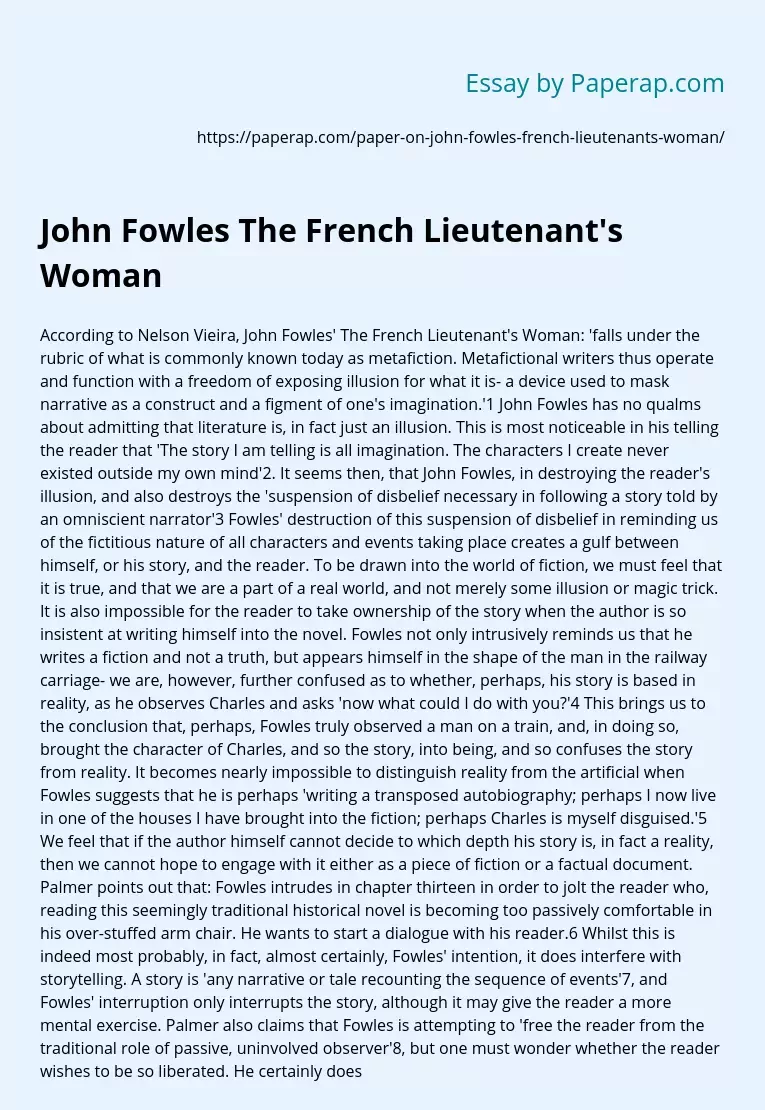 John Fowles The French Lieutenant's Woman