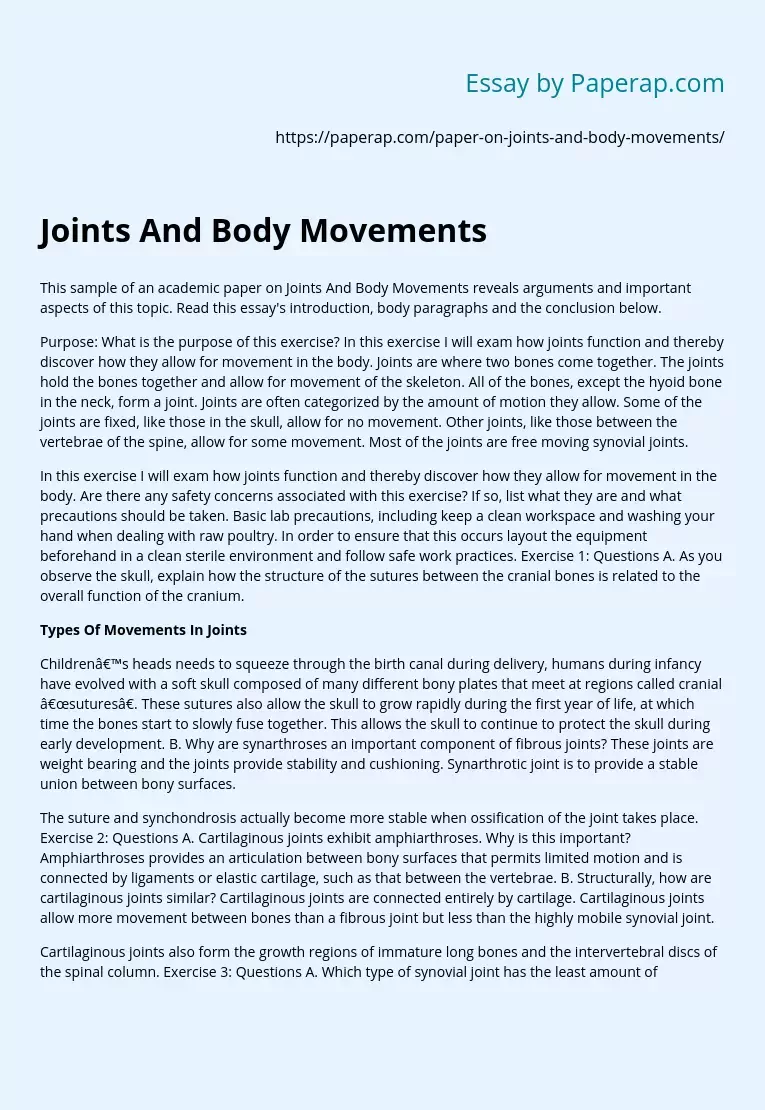 Joints And Body Movements