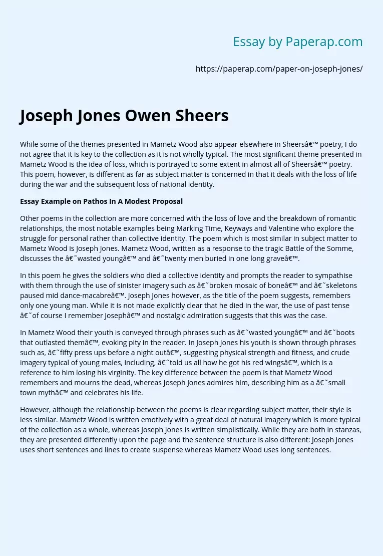 Joseph Jones Owen Sheers