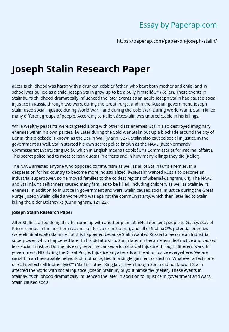 Joseph Stalin Research Paper