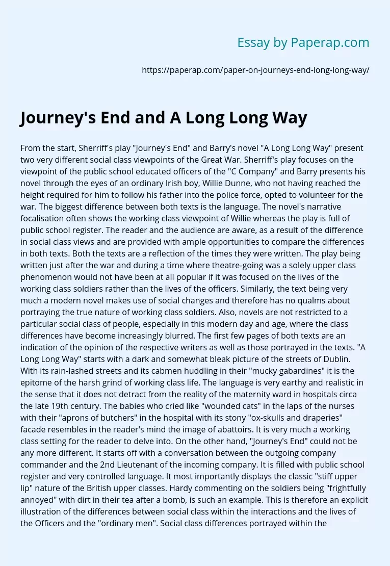 Journey's End and A Long Long Way
