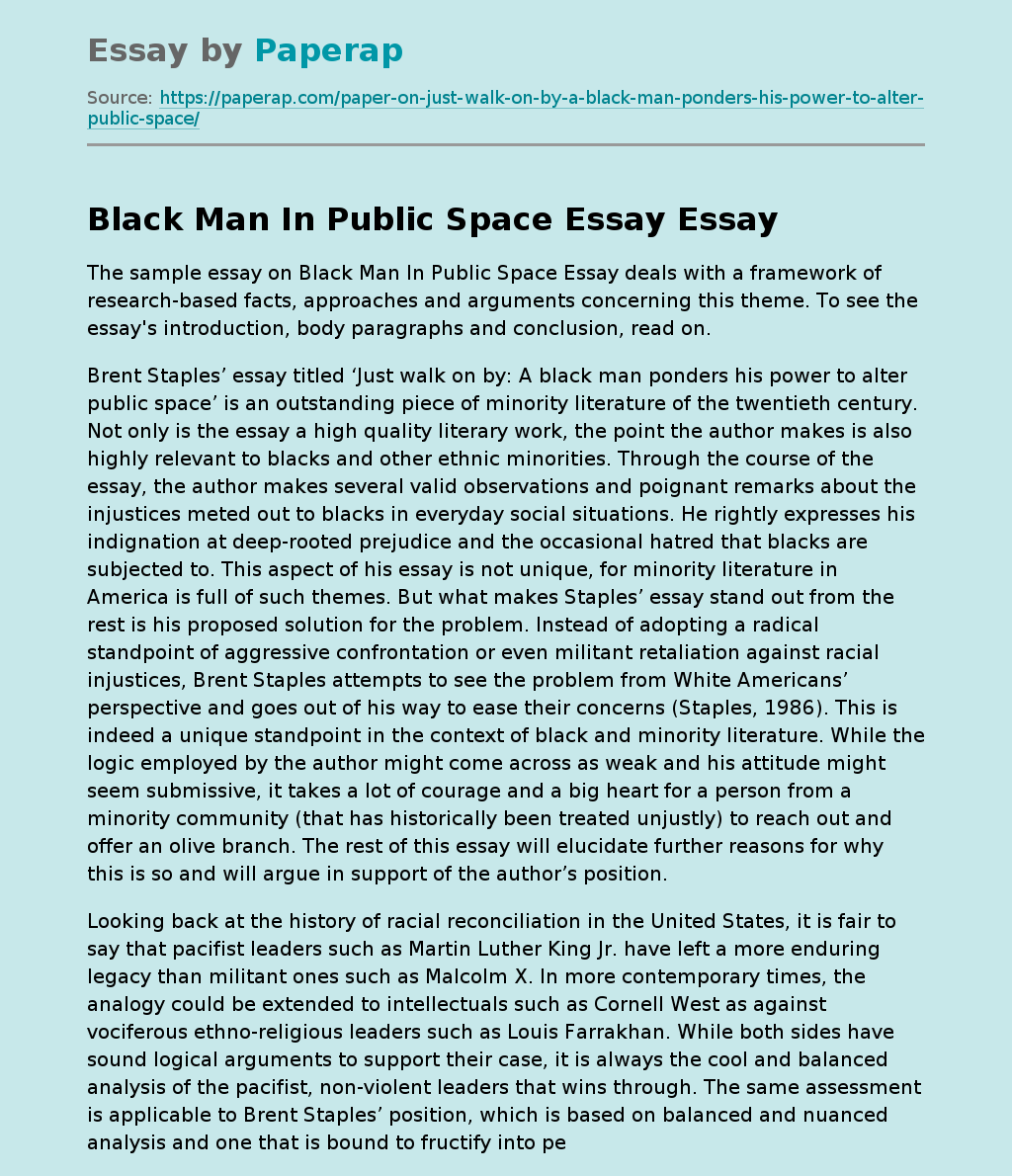 Black Man In Public Space Essay