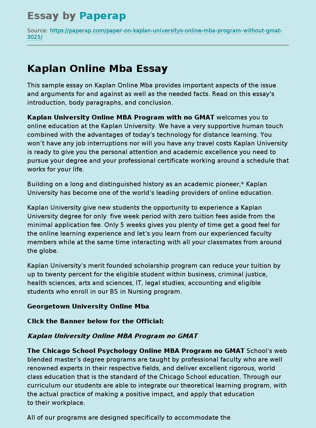 Kaplan Online Mba