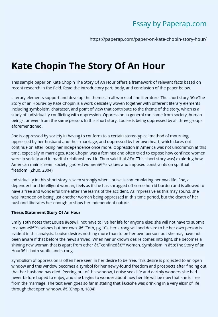 Kate Chopin The Story Of An Hour