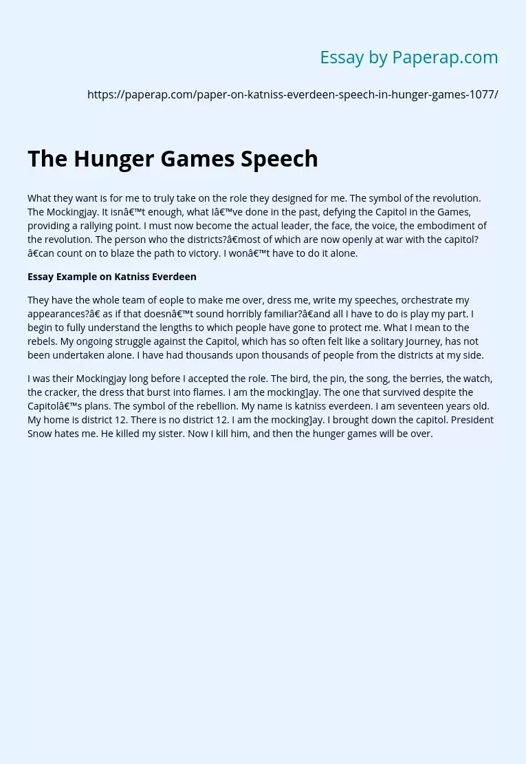 The Hunger Games Speech