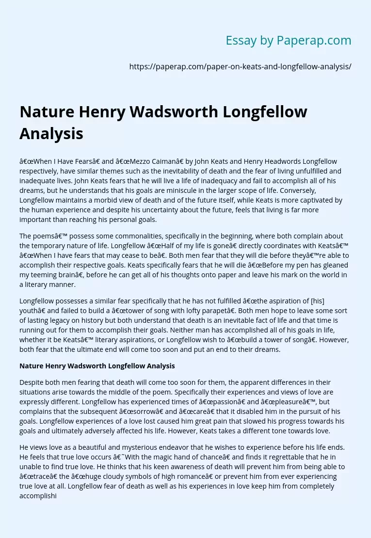 Nature Henry Wadsworth Longfellow Analysis