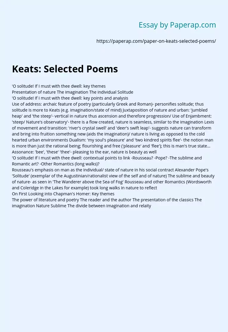Keats: Selected Poems