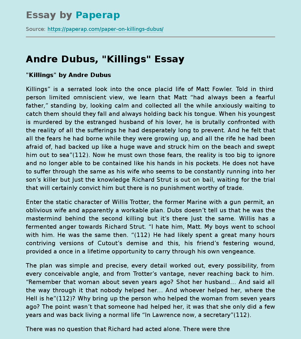 Andre Dubus, "Killings"