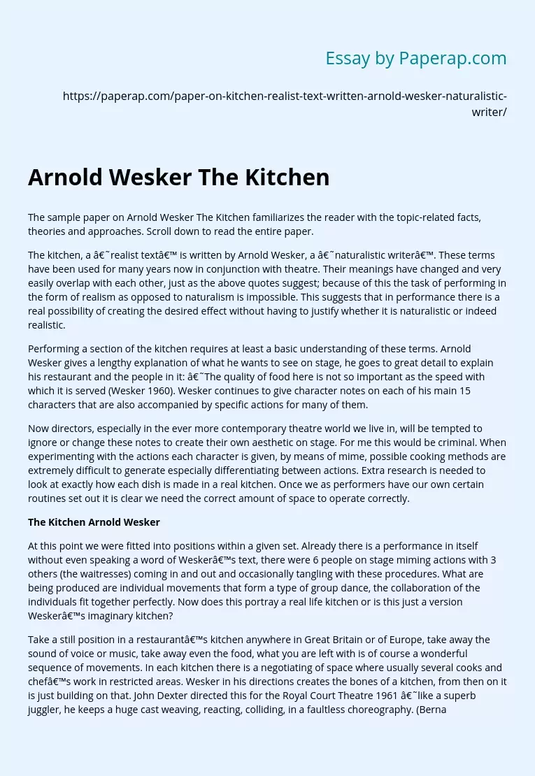 The Kitchen by Arnold Wesker