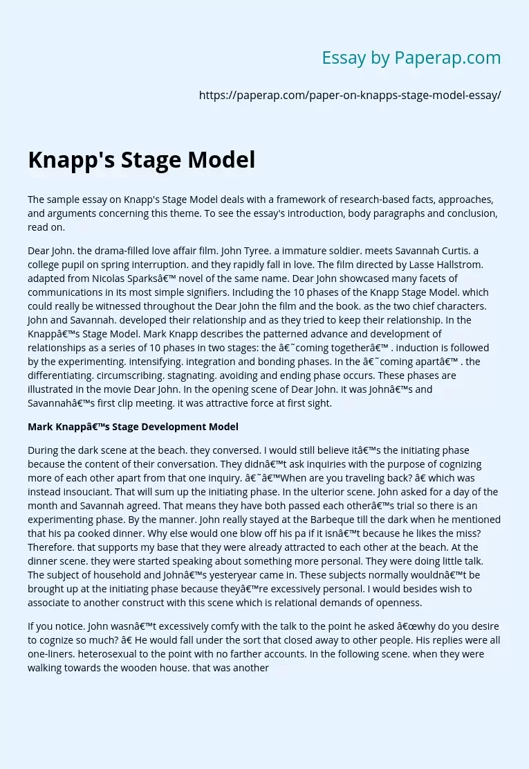 Knapp's Stage Model Movie Analysis