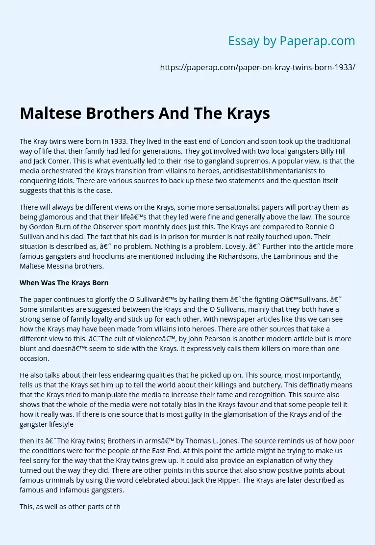 Maltese Brothers And The Krays