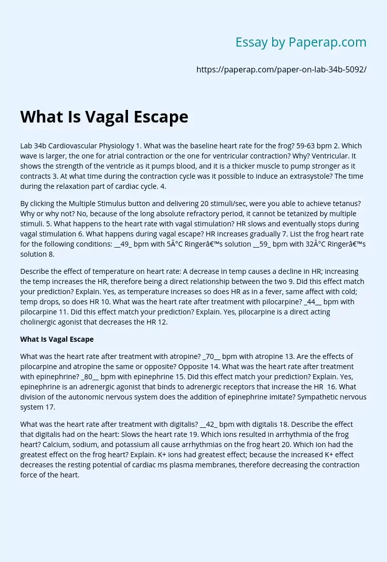 What Is Vagal Escape