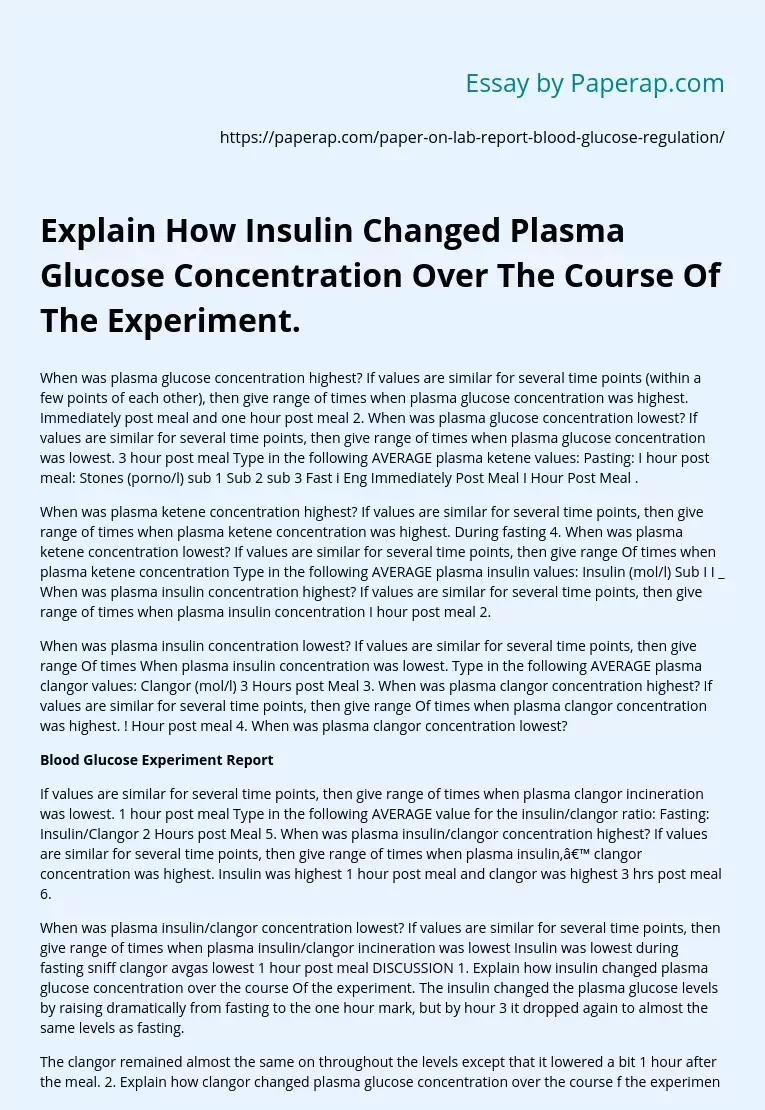 Insulin's Impact on Glucose Concentration