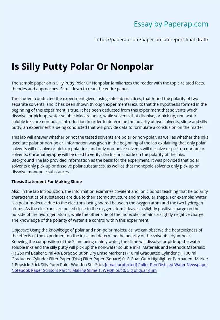 Is Silly Putty Polar Or Nonpolar