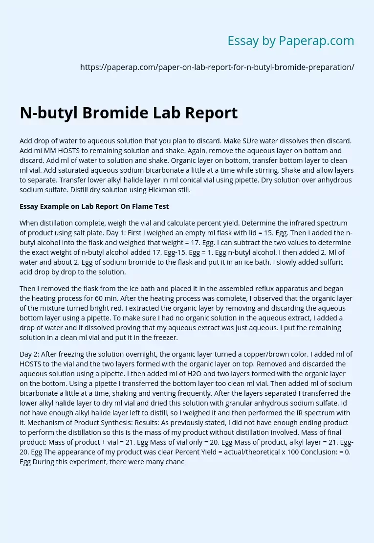 N-butyl Bromide Lab Report