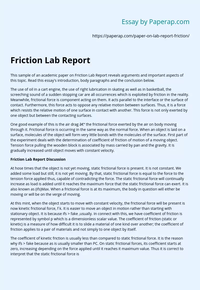 Friction Lab Report