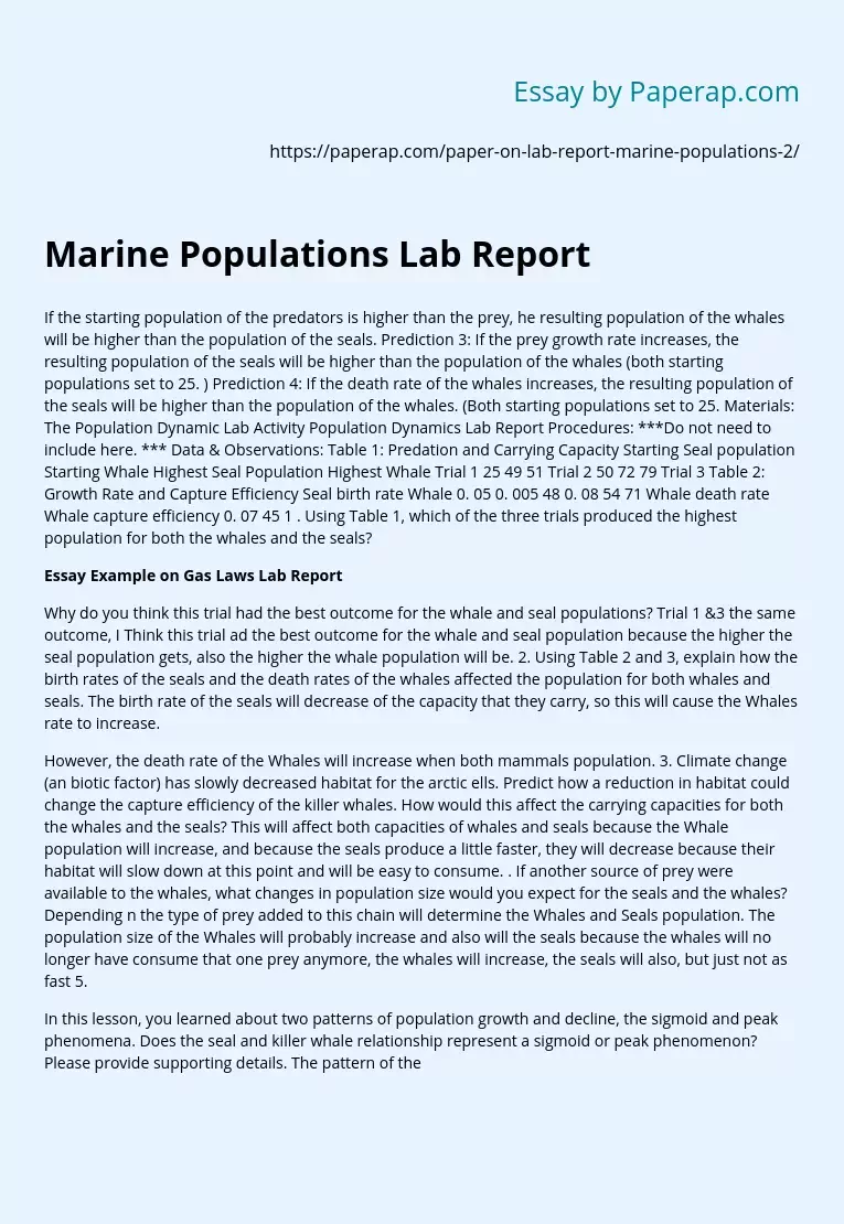 Marine Populations Lab Report