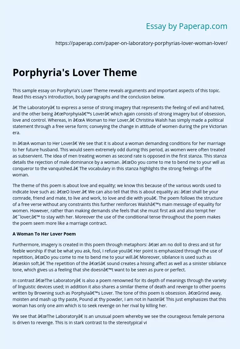 Porphyria's Lover Theme