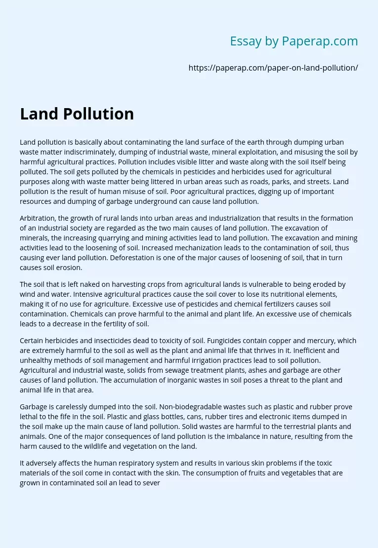Land Pollution: Causes and Effects