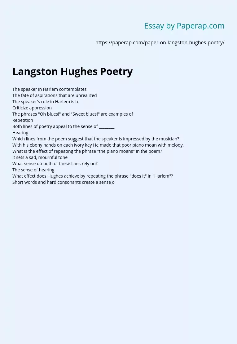 Langston Hughes Poetry