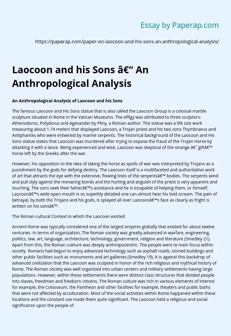 Laocoon and his Sons – An Anthropological Analysis