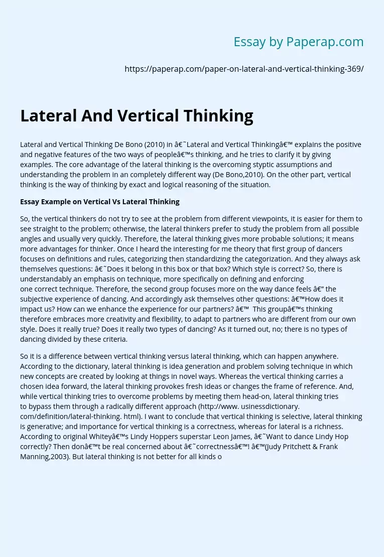 Lateral And Vertical Thinking