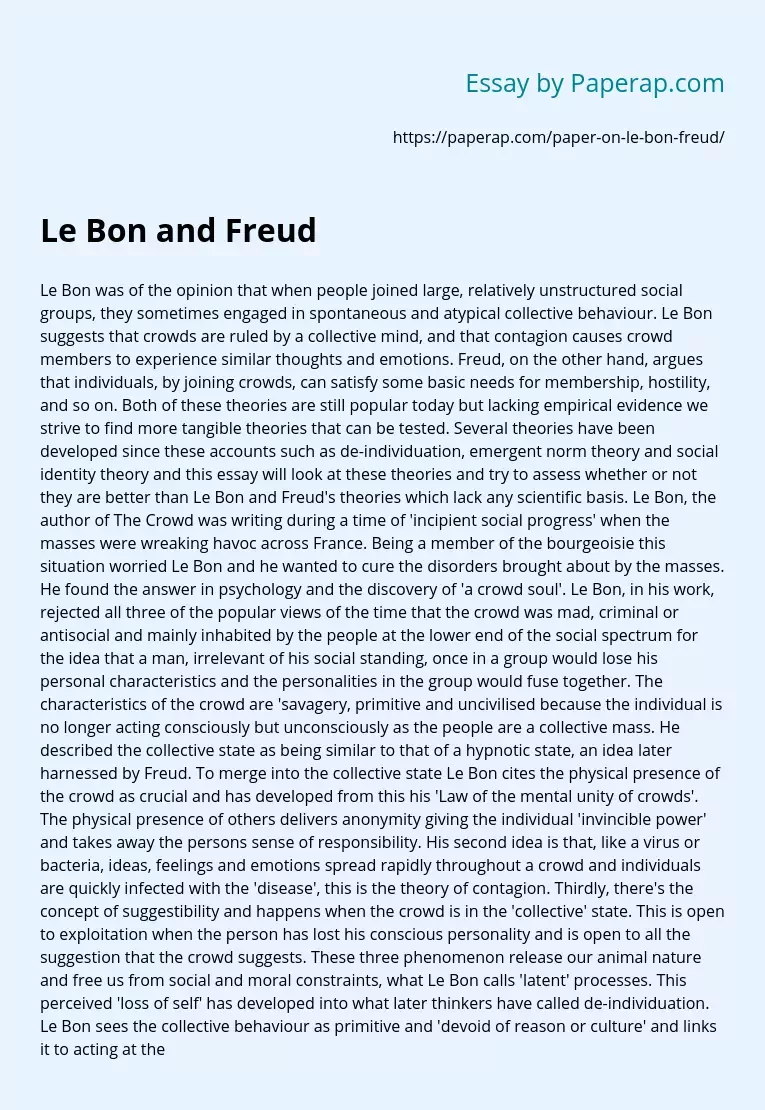 Le Bon and Freud