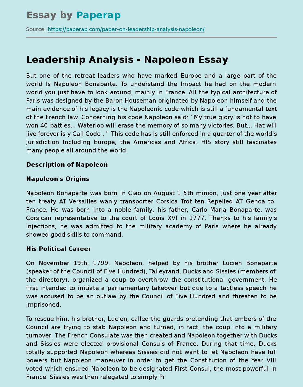 Leadership Analysis - Napoleon