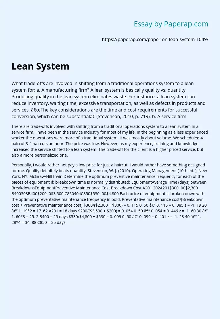 Lean System