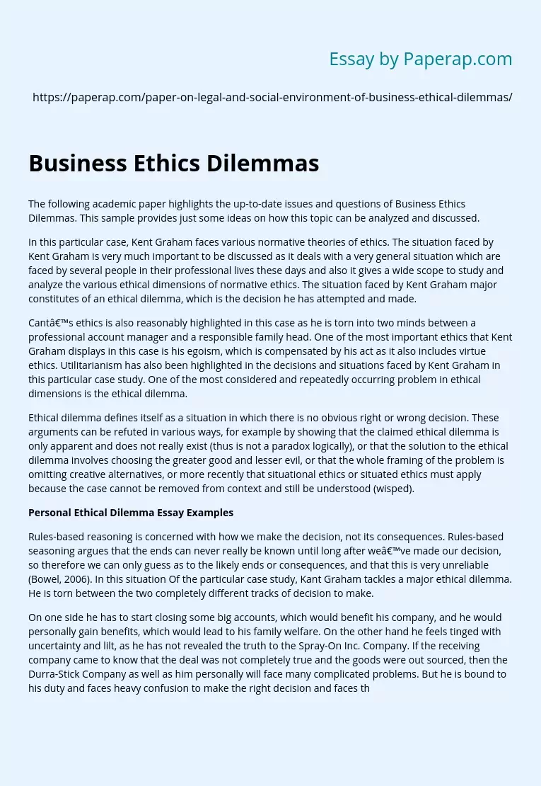 Business Ethics Dilemmas